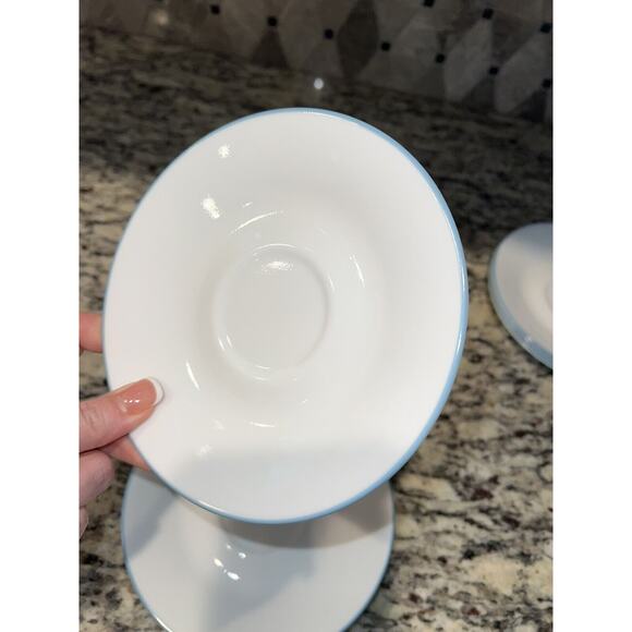 Corelle Outer Banks Saucers Light Blue Edge Set of 4 Vintage Light House - Picture 5 of 6